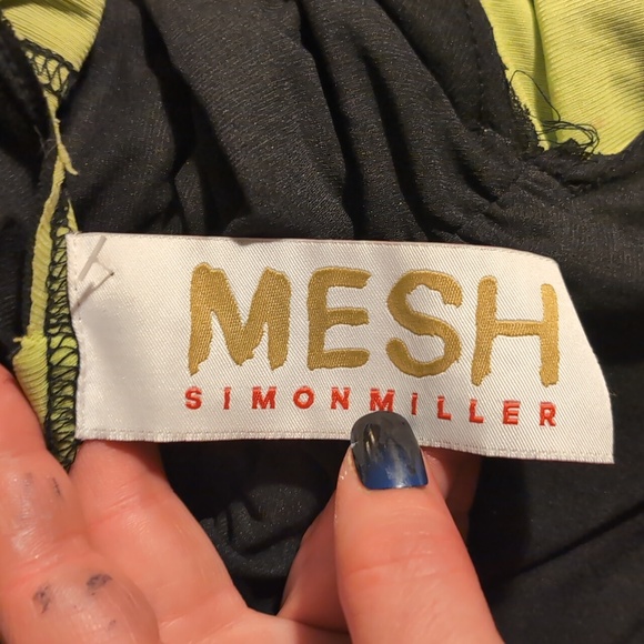 SIMON MILLER MESH Zeet Midi Dress Size Small Reversible Black Lime Green - Picture 7 of 8